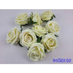 Bársony hatású rózsa fej 7cm - Krém