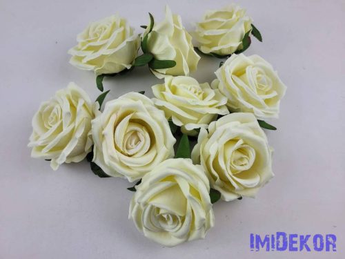 Bársony hatású rózsa fej 7cm - Krém