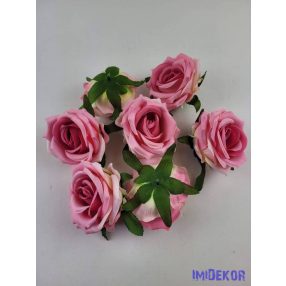 Bársony hatású rózsa fej 7cm - Rózsaszín