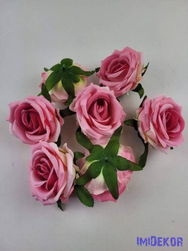 Bársony hatású rózsa fej 7cm - Rózsaszín