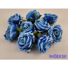 Bársony hatású rózsa fej 7cm - Kék