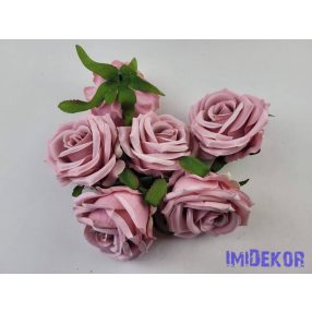 Bársony hatású rózsa fej 7cm - Világos Mályva