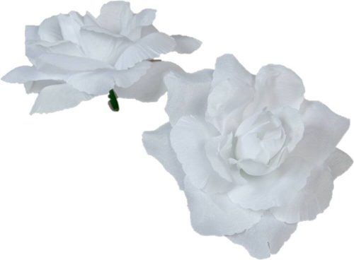 Rózsa nyílott selyemvirág fej nyílt rózsafej 10 cm - Fehér