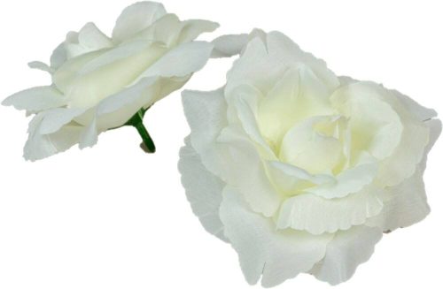 Rózsa nyílott selyemvirág fej nyílt rózsafej 10 cm - Krém