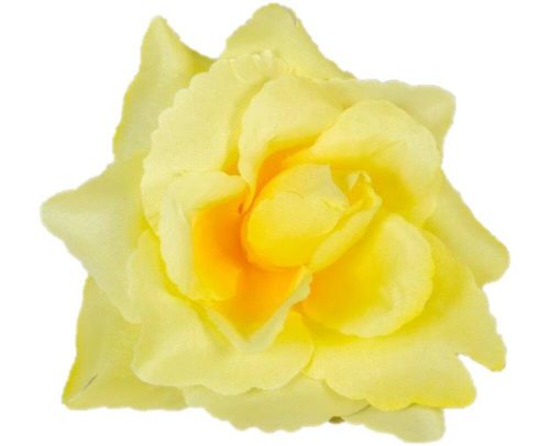 Rózsa nyílott selyemvirág fej nyílt rózsafej 10 cm - Sárga