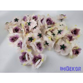 Nyílott rózsa selyemvirág fej 9,5 cm - Ekrü-Mályva