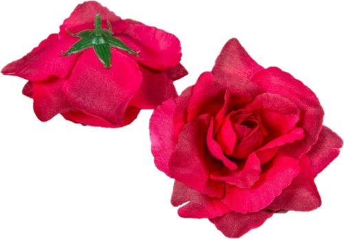 Rózsa nyílott selyemvirág fej nyílt rózsafej 10 cm - Pink