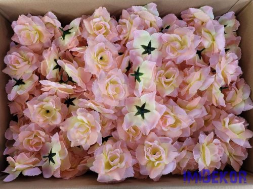 Nyílótt rózsa selyemvirág fej 9,5 cm - Halvány Rózsaszín 614S