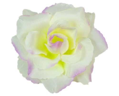 Rózsa nyílott selyemvirág fej nyílt rózsafej 10 cm - Krém-Halvány Lila