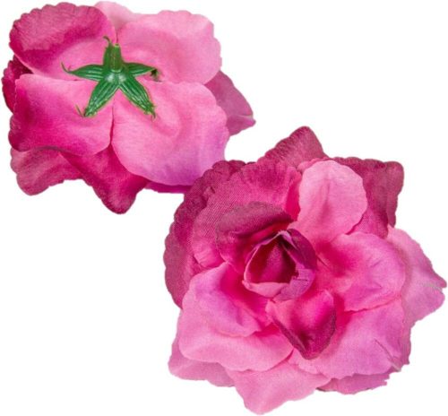 Rózsa nyílott selyemvirág fej nyílt rózsafej 10 cm - Rózsaszín Átmenetes