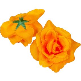   Rózsa nyílott selyemvirág fej nyílt rózsafej 10 cm - Világos Narancs
