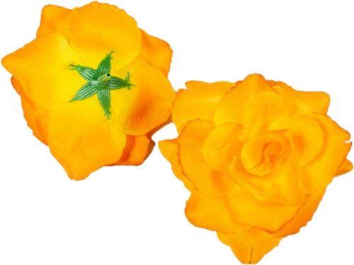 Rózsa nyílott selyemvirág fej nyílt rózsafej 10 cm - Halvány Narancs