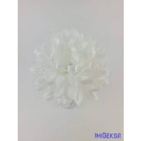 Krizantém szatén virágfej D10cm - Fehér