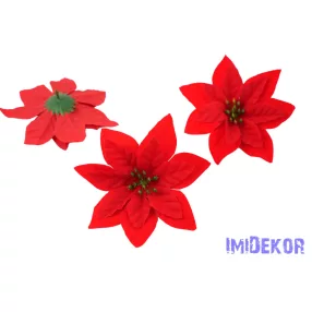 Mikulásvirág bársonyos fej D14cm - Piros