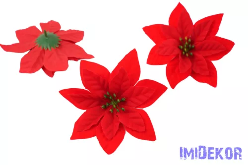 Mikulásvirág bársonyos fej D14cm - Piros