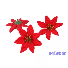 Mikulásvirág bársonyos fej D11cm - Piros