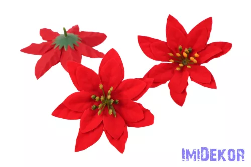 Mikulásvirág bársonyos fej D11cm - Piros
