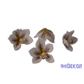 Polifoam orchidea fej 9,5cm - Fehér-Cirmos
