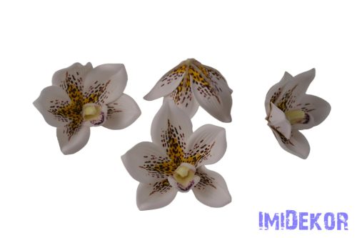 Polifoam orchidea fej 9,5cm - Fehér-Cirmos