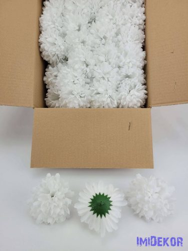 Krizantém selyemvirág fej 9 cm - Fehér