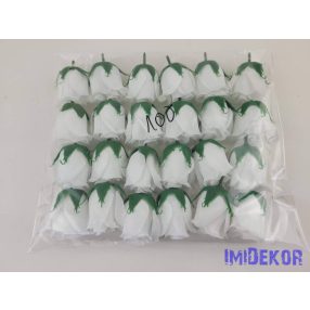 Bimbós rózsa selyemvirág fej M5,5 cm - Fehér