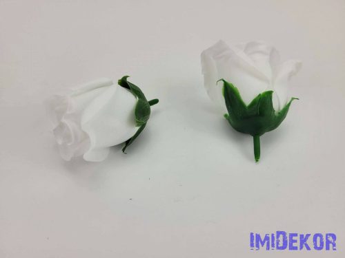 Bimbós rózsa selyemvirág fej M5,5 cm - Fehér