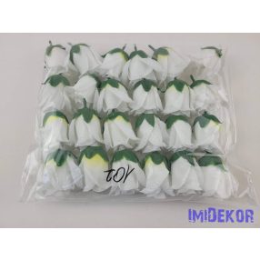 Bimbós rózsa selyemvirág fej M5,5 cm - Törtfehér