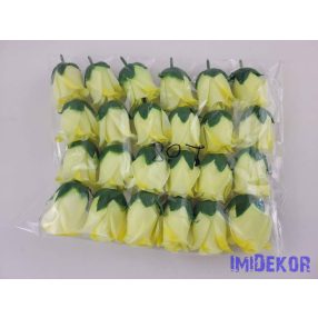 Bimbós rózsa selyemvirág fej M5,5 cm - Zöldes Sárga