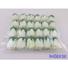 Bimbós rózsa selyemvirág fej M5,5 cm - Krém