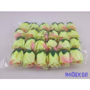   Bimbós rózsa selyemvirág fej M5,5 cm - Rózsaszínes Halvány Zöld