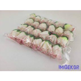 Bimbós rózsa selyemvirág fej M5,5 cm - Krém-cirmos