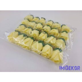 Bimbós rózsa selyemvirág fej M5,5 cm - Sötét Krém