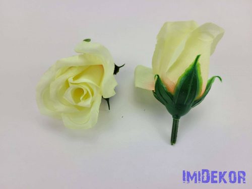 Bimbós rózsa selyemvirág fej M5,5 cm - Barackos Halvány Zöld