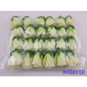 Bimbós rózsa selyemvirág fej M5,5 cm - Krém-zöld