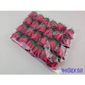 Bimbós rózsa selyemvirág fej M5,5 cm - Burgundi