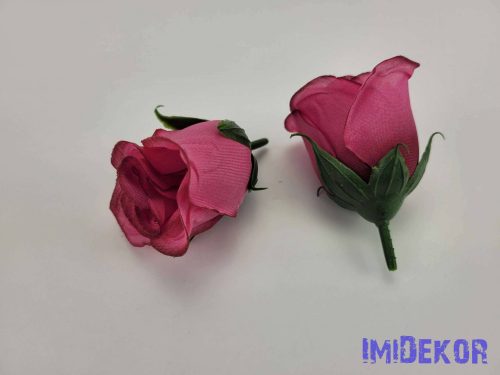 Bimbós rózsa selyemvirág fej M5,5 cm - Sötét Rózsaszín