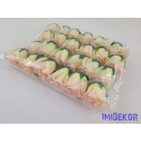   Bimbós rózsa selyemvirág fej M5,5 cm - Babarózsaszín-krém alj