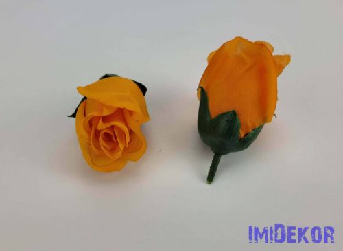Bimbós rózsa selyemvirág fej M5,5 cm - Világos Narancs