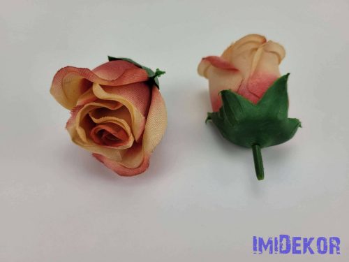 Bimbós rózsa selyemvirág fej M5,5 cm - Pirosas Barack