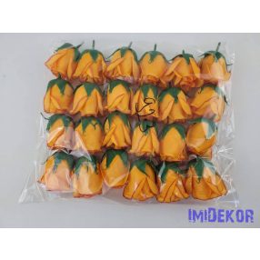   Bimbós rózsa selyemvirág fej M5,5 cm - Piros-Cirmos Narancs