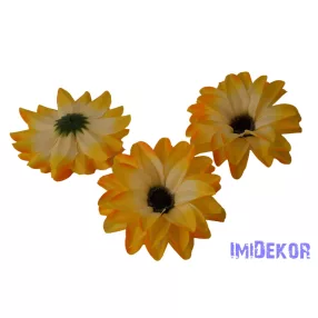 Dália selyemvirág fej D11-12cm - Napsárga