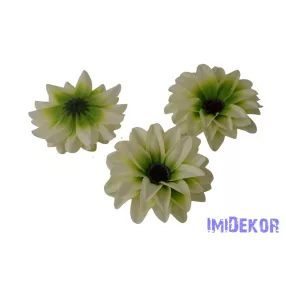 Dália selyemvirág fej D11-12cm - Krém-Zöld