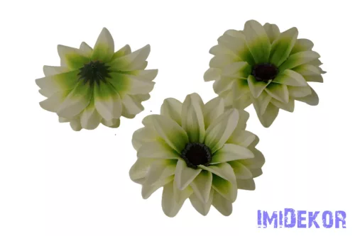 Dália selyemvirág fej D11-12cm - Krém-Zöld