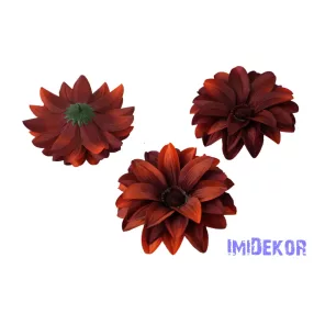 Dália selyemvirág fej D11-12cm - Bordós Barna