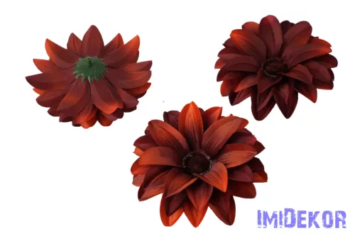 Dália selyemvirág fej D11-12cm - Bordós Barna