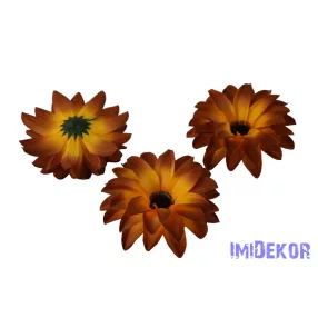 Dália selyemvirág fej D11-12cm - Barnuló Sárga