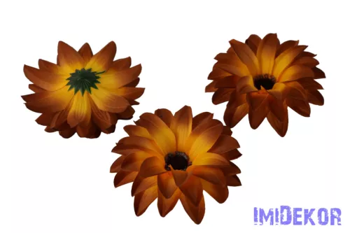 Dália selyemvirág fej D11-12cm - Barnuló Sárga