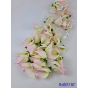 Kála selyemvirág fej 6,5 cm - Krém-Rózsaszín