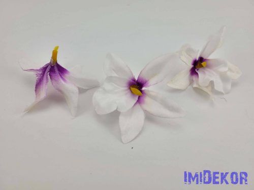 Orchidea selyemvirág fej 6,5 cm - Fehér-Lilás