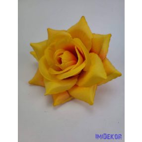 Nyílt rózsa selyemvirág fej 11 cm - Sárgás Narancs